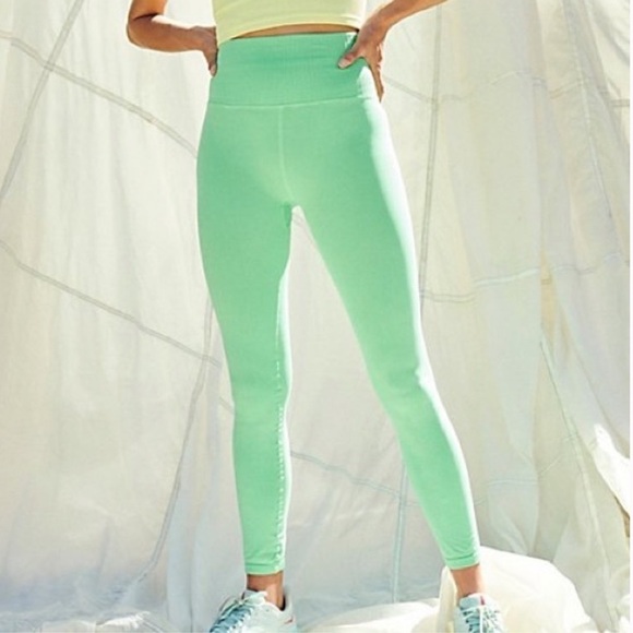 FP Movement by Free People Pants - NWOT Free People Movement Neon Green Perforated 7/8 High Waist Leggings